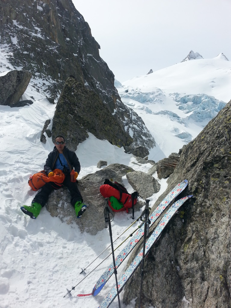 J. Chung takes a break in the Col des Écandies (photo credit: J. Auerbach)