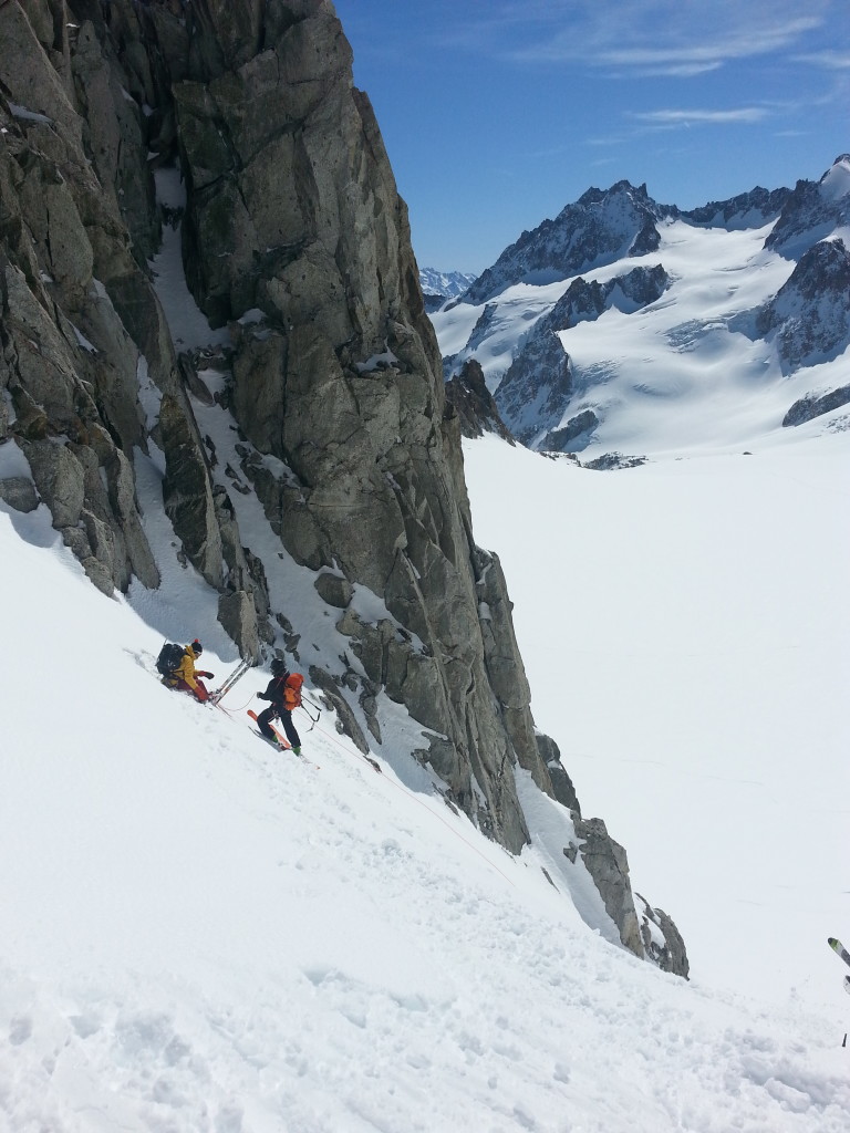 Chung sets up for the ski rappel (photo credit: J. Auerbach)